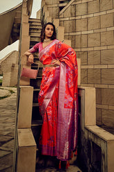 Red Flower saree